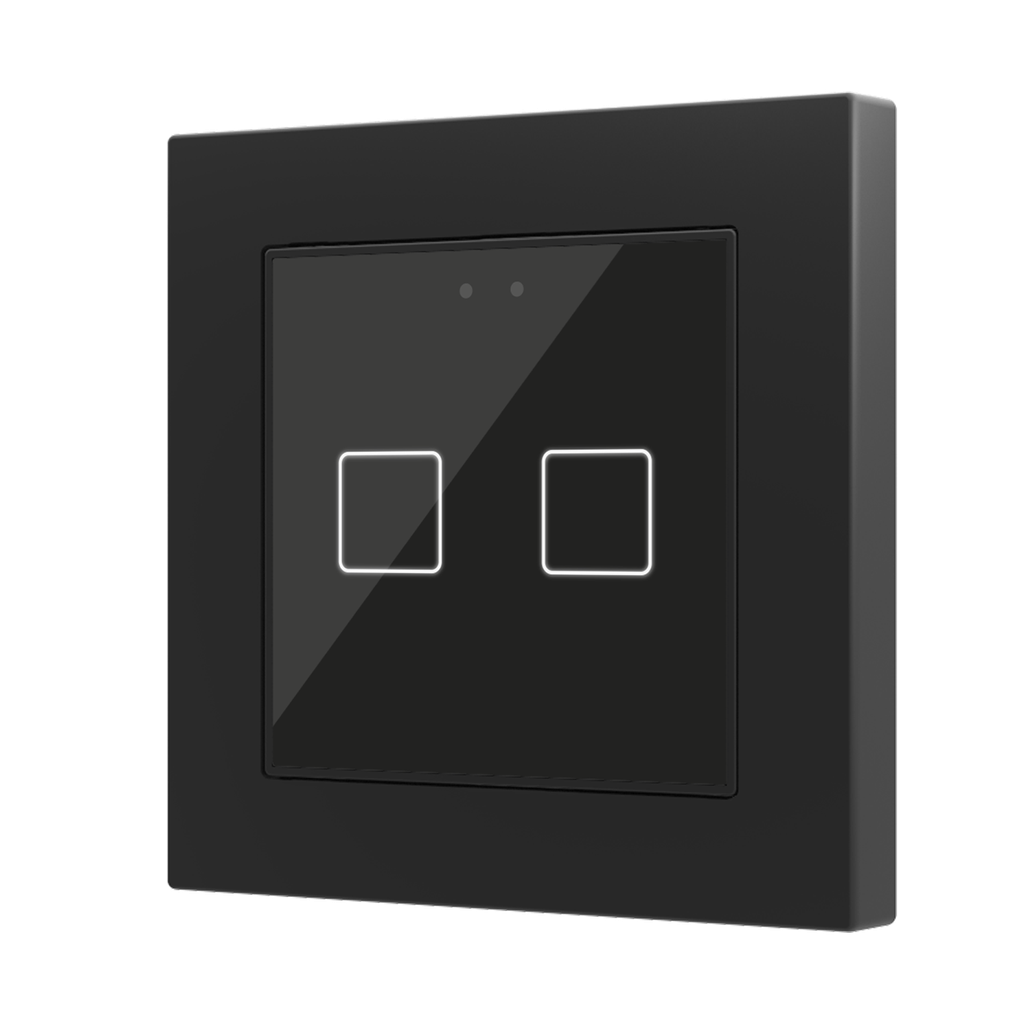 KNX Tryckknapp, Flat 55 X2 v2, 2 knappar, svart, Glas