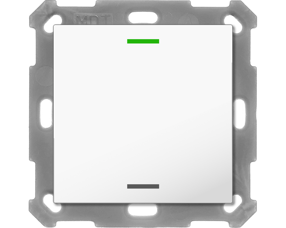 KNX Push Button Lite 55 1-fold, RGBW, neutral, White glossy finish