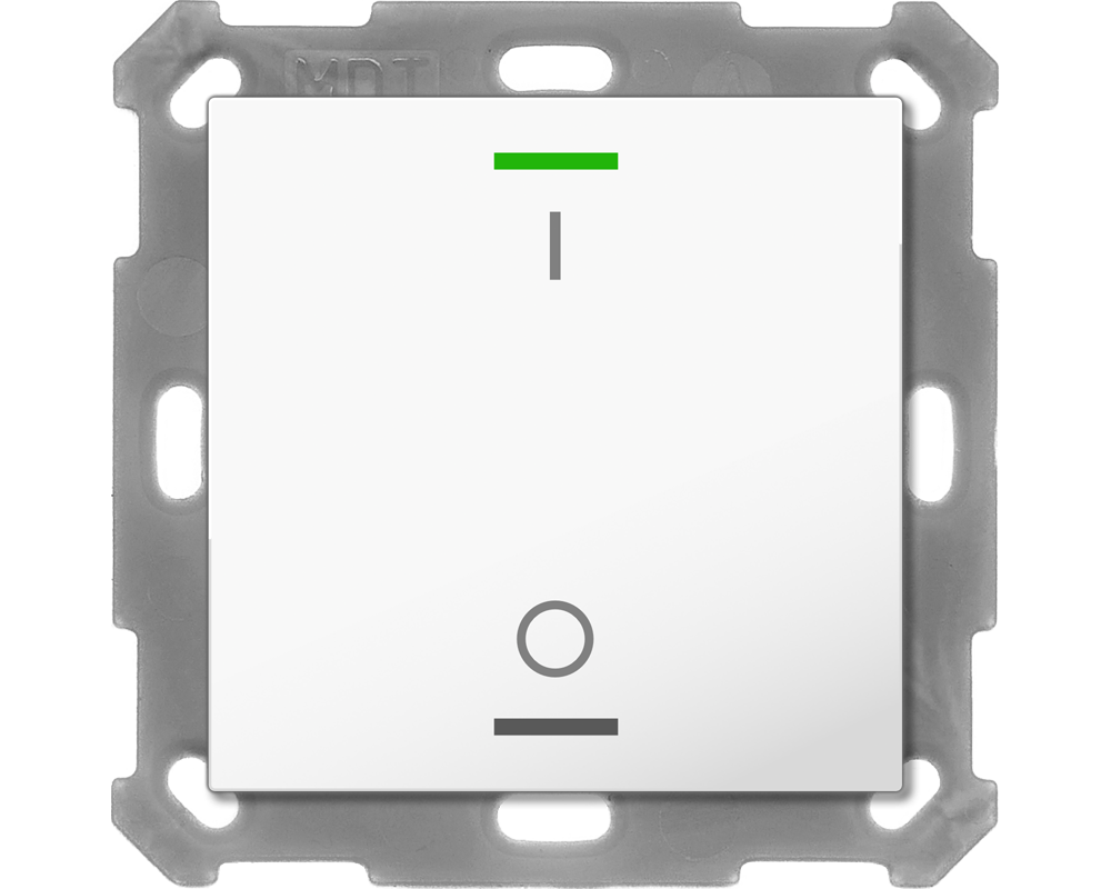 KNX Push Button Lite 55 1 gang, RGBW, switch, with temperature sensor, White glossy finish