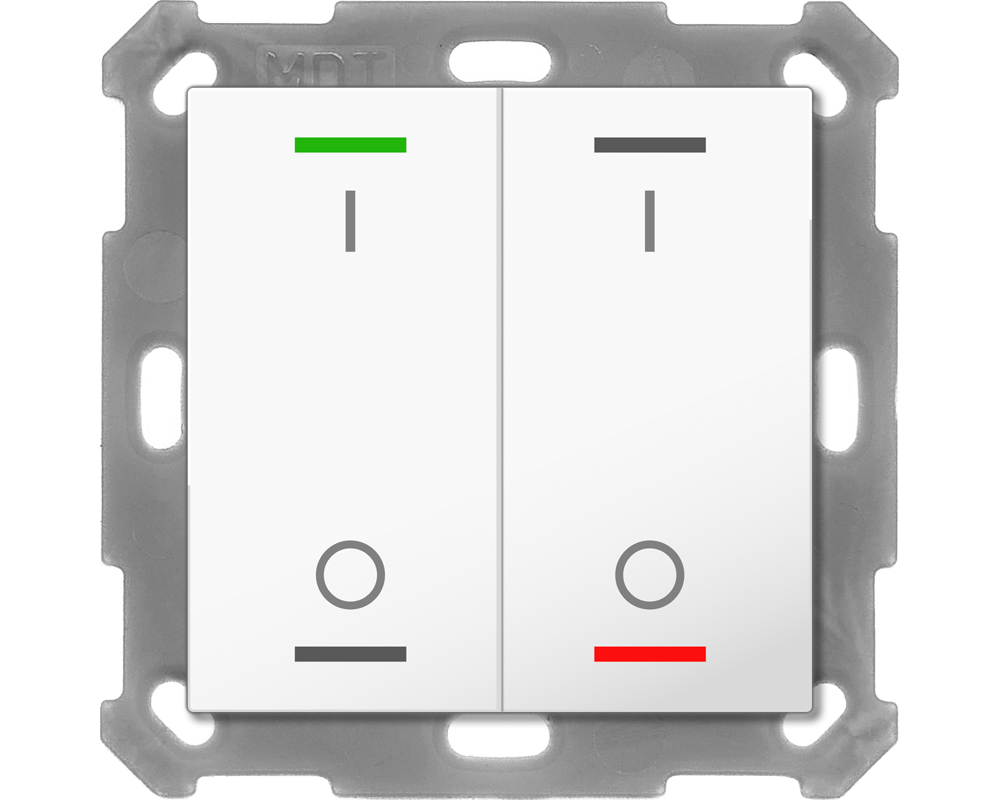 KNX Push Button Lite 55 2 gang, RGBW, switch, with temperature sensor, White glossy finish