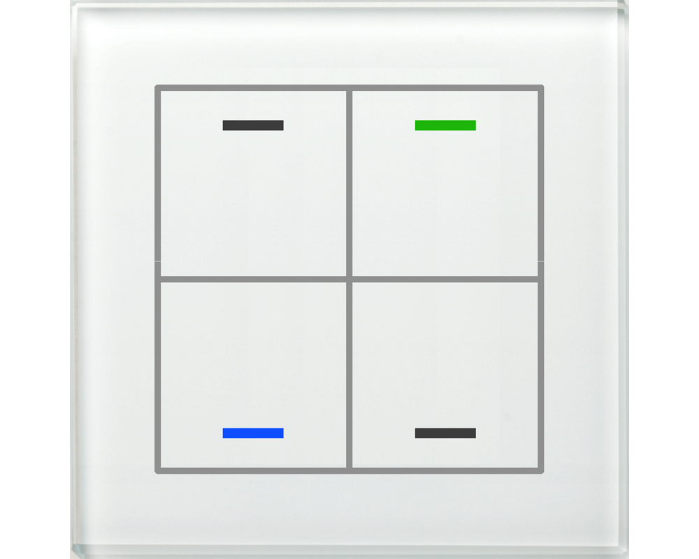 KNX Glass Push Button II Lite 4-fold, RGBW, neutral, White