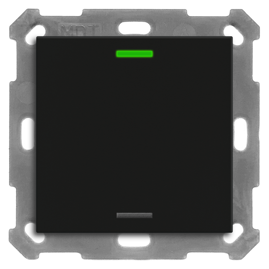 KNX Push Button Lite 55 1 gang, RGBW, neutral, with temperature sensor, Black matt