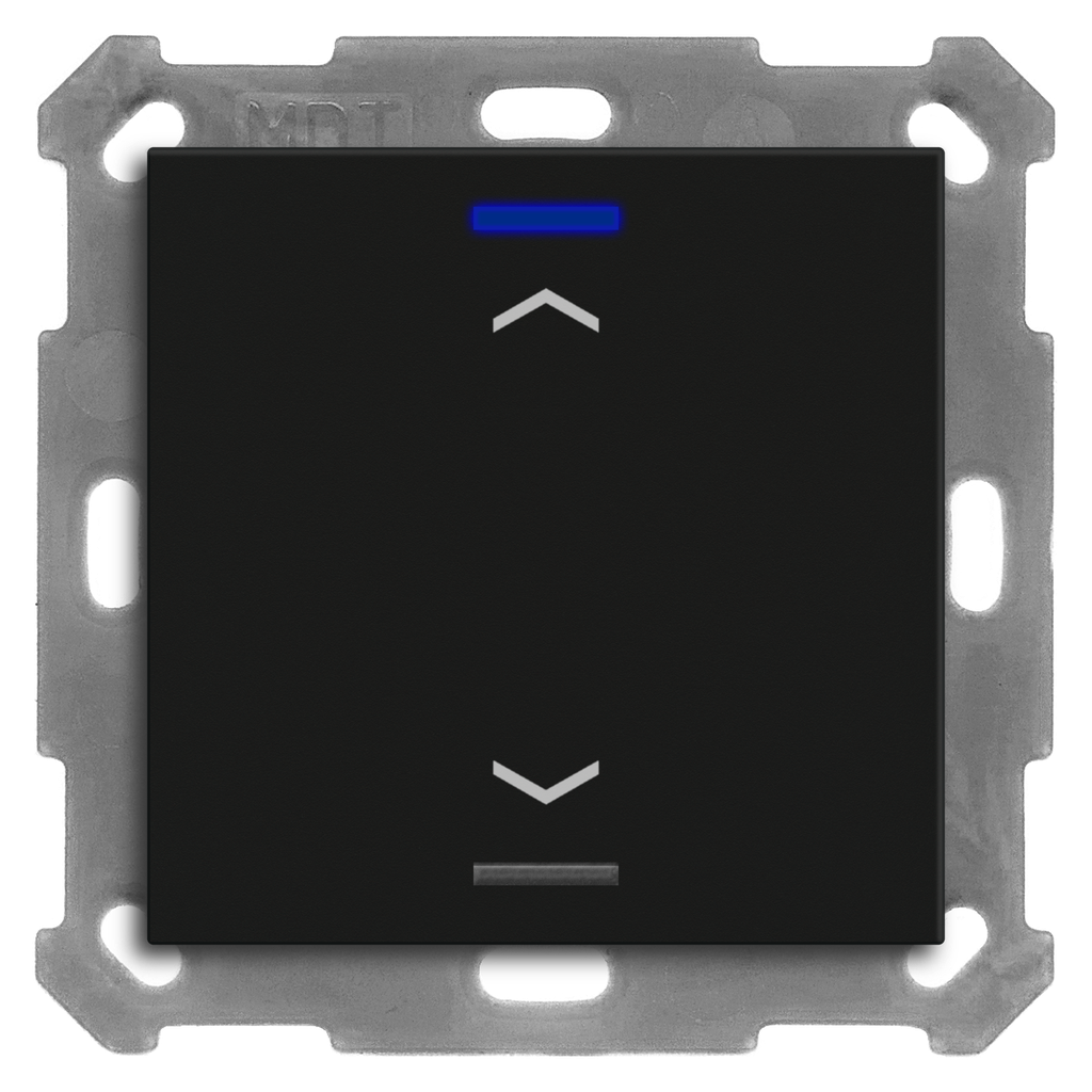KNX Push Button Lite 55 1 gang, RGBW, blinds, with temperature sensor, Black matt