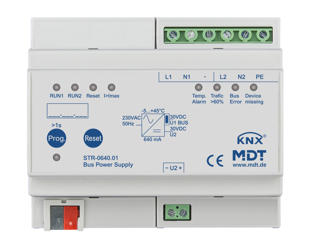 KNX Redundant Bus Power Supply with diagnostic function, 6SU MDRC, 640 mA