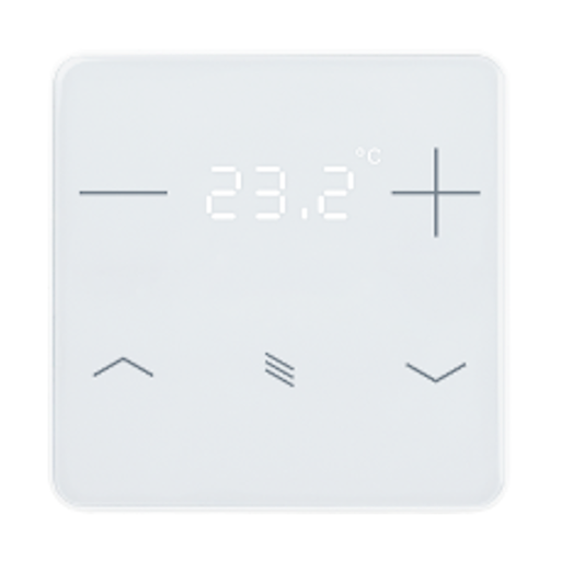 [71090] KNX Termostat, eTr 201, 4 knappar för temp/jalusi/display, glas, vit
