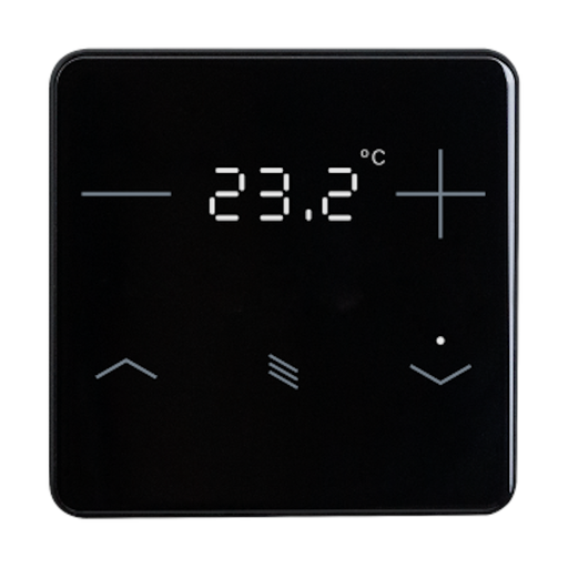 [71092] KNX Termostat, eTr 201, 4 knappar för temp/jalusi/display, glas, svart