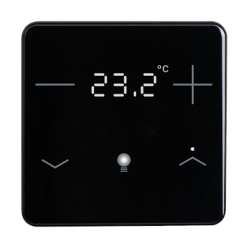 [71162] KNX Termostat, eTr 205, 4 knappar för temp/belysning/display, glas, svart