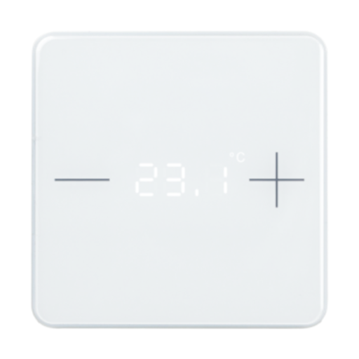 [71310] KNX Termostat, eTr 101-BA2, 2 knappar för temp/display/2x binin, glas, vit