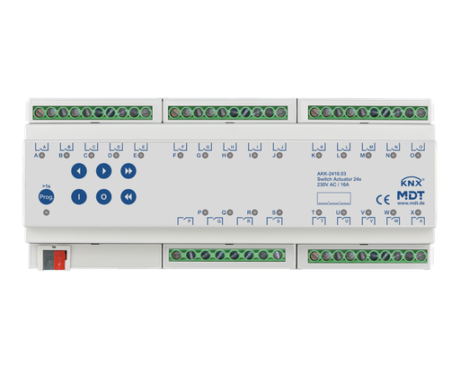 [AKK-2416.03] KNX Switch Actuator 24-fold, 12SU MDRC, 16 A, 230 V AC, compact, 70 µF, 10 ECG
