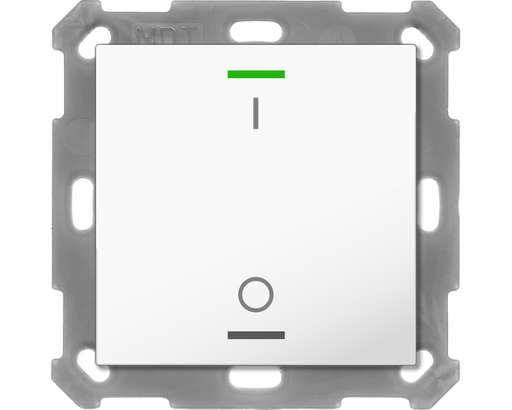 [BE-TAL55T1.B1] KNX Push Button Lite 55 1 gang, RGBW, switch, with temperature sensor, White glossy finish
