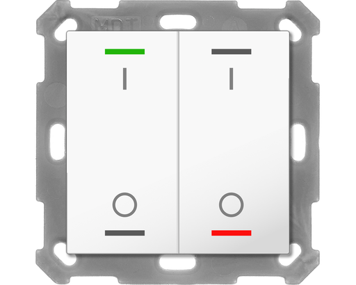 [BE-TAL55T2.B1] KNX Push Button Lite 55 2 gang, RGBW, switch, with temperature sensor, White glossy finish
