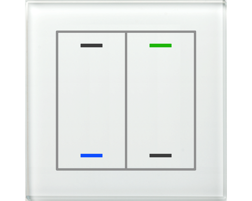 [BE-GTL2TW.01] KNX Glass Push Button II Lite 2-fold, RGBW, neutral, with temperature sensor, White