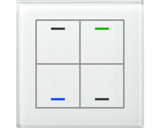 [BE-GTL4TW.01] KNX Glass Push Button II Lite 4-fold, RGBW, neutral, with temperature sensor, White
