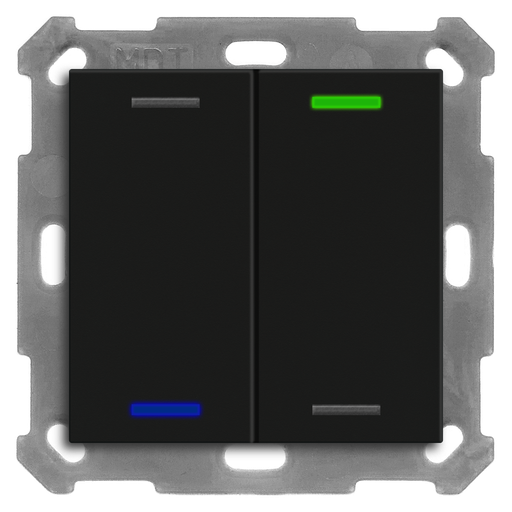 [BE-TAL55T206.01] KNX Push Button Lite 55 2 gang, RGBW, neutral, with temperature sensor, Black matt