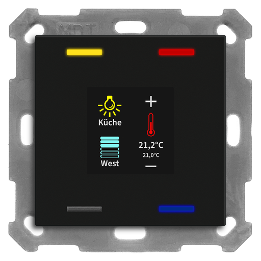 [BE-TAS55T406.01] KNX Push Button Smart 55 4-fold with colour display and T-/H-sensor, Black matt