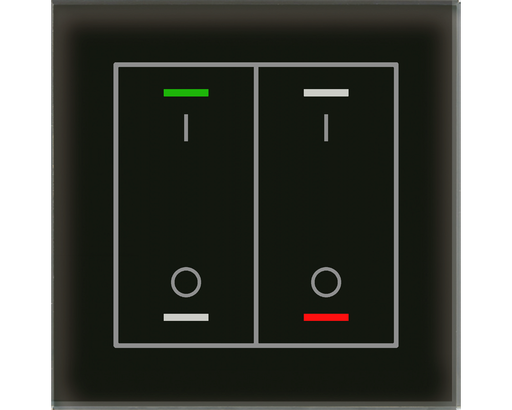 [BE-GTL2TS.B1S] KNX Glass Push Button II Lite 2-fold, RGBW, switch, with temperature sensor, Black
