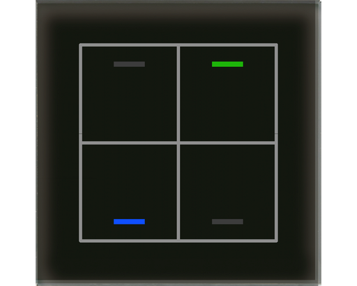 [BE-GTL4TS.01S] KNX Glass Push Button II Lite 4-fold, RGBW, neutral, with temperature sensor, Black