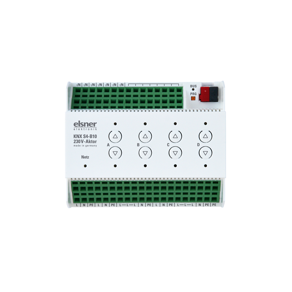 KNX Jalusiaktor, S4-B10, 230V, 4 utgångar (multifunktion) + 10 in