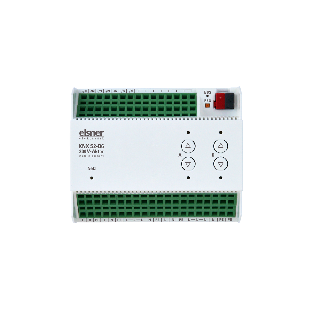 KNX Jalusiaktor, S2-B6, 230V, 2 utgångar (multifunktion) + 6 in
