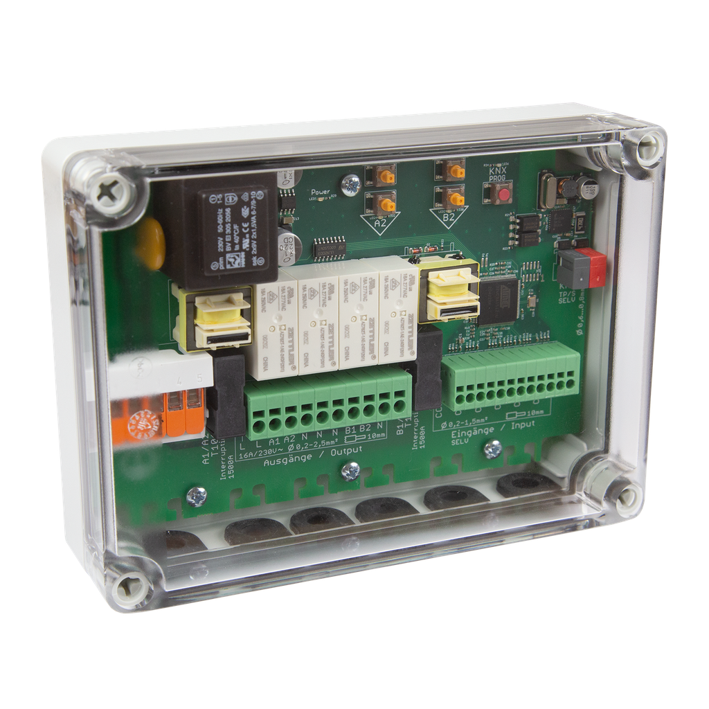 KNX Jalusiaktor, S2-B6-AP, 2 utgångar (multifunktion) + 6 in
