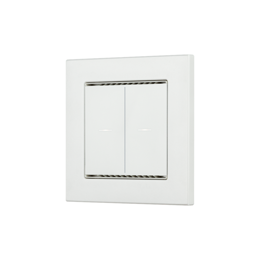 KNX Tryckknapp, Cala M2-T, 2 knappar, tempgivare, 55x55, glas, renvit