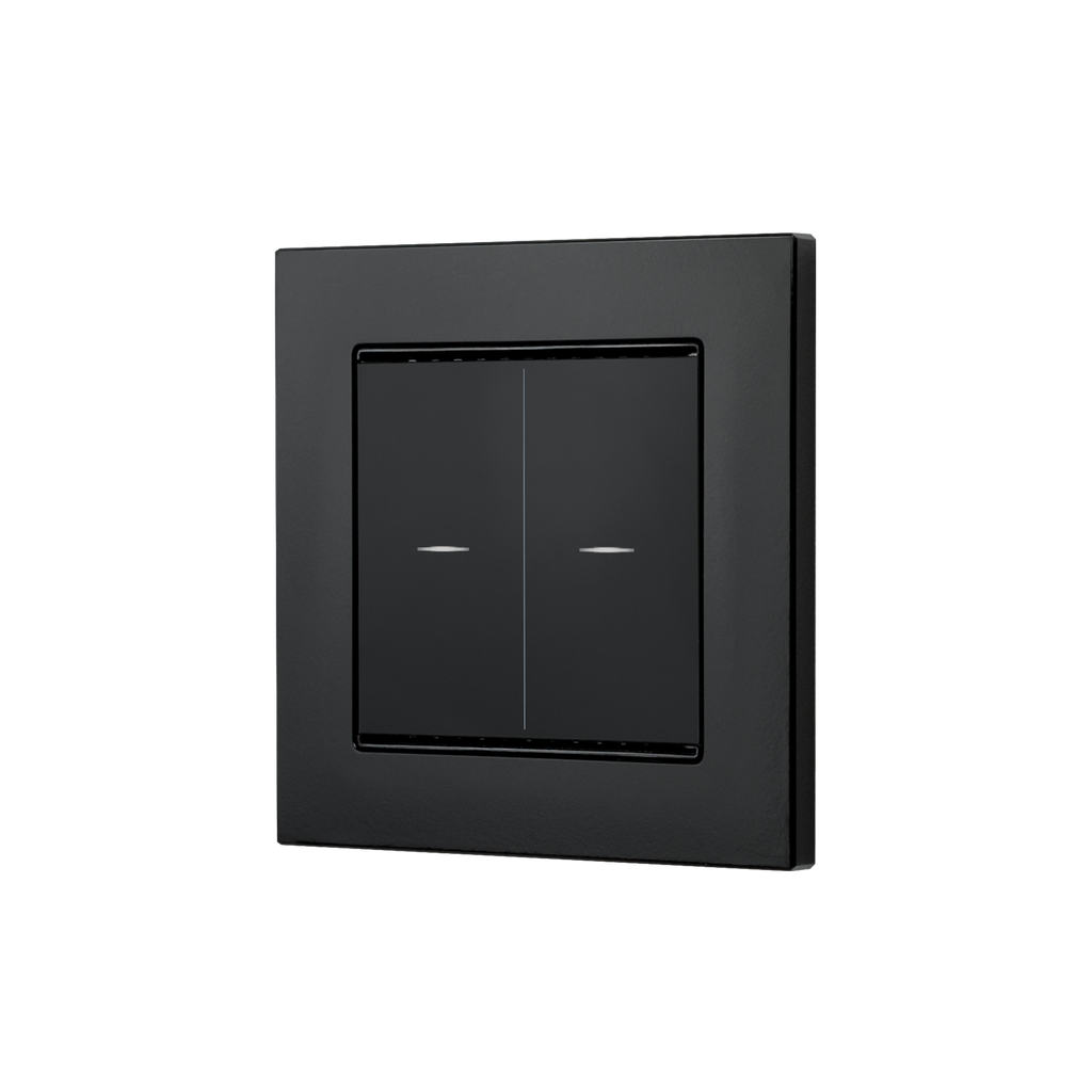 KNX Tryckknapp, Cala M2-T, 2 knappar, tempgivare, 55x55, glas, svart