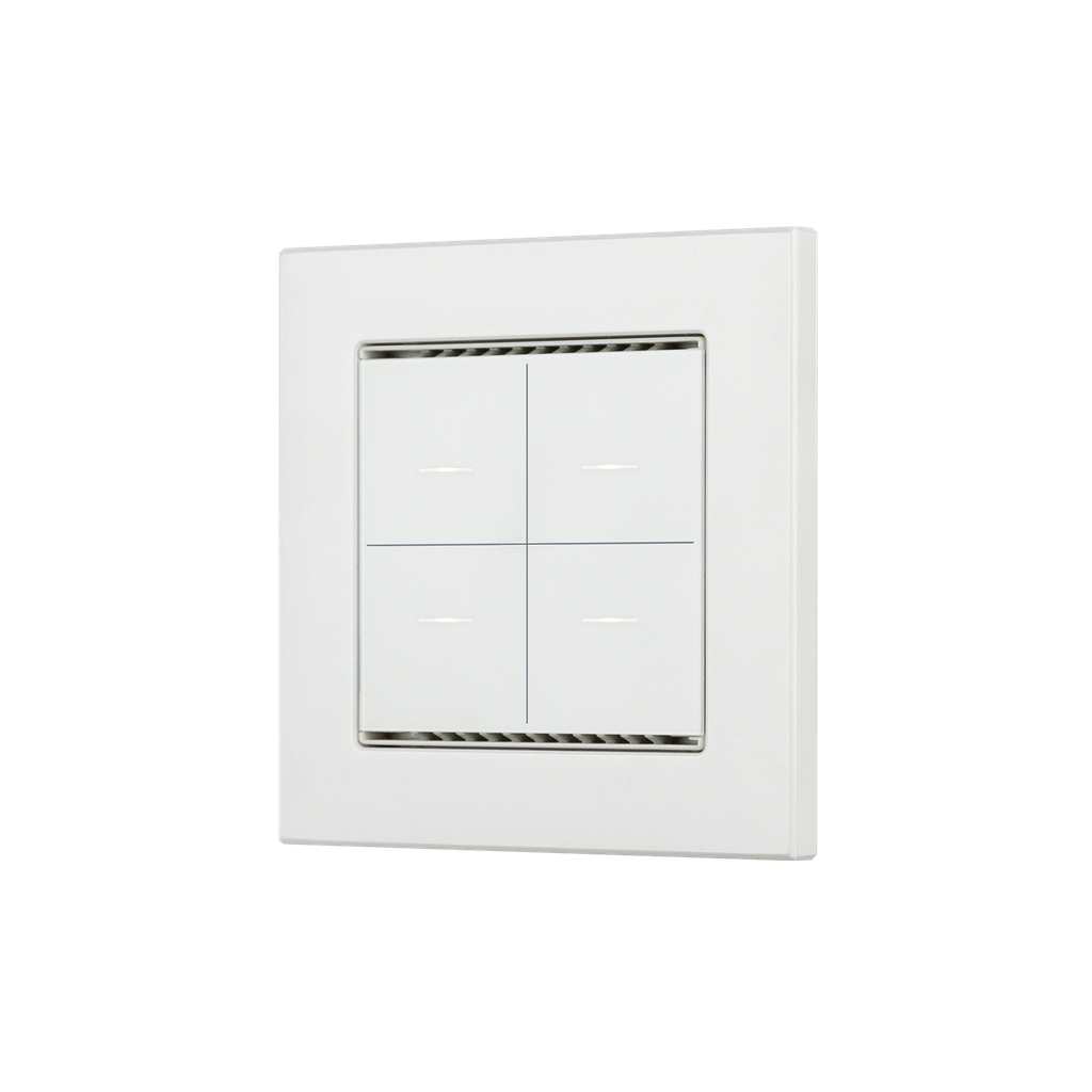 KNX Tryckknapp, Cala M4-T, 4 knappar, tempgivare, 55x55, glas, renvit