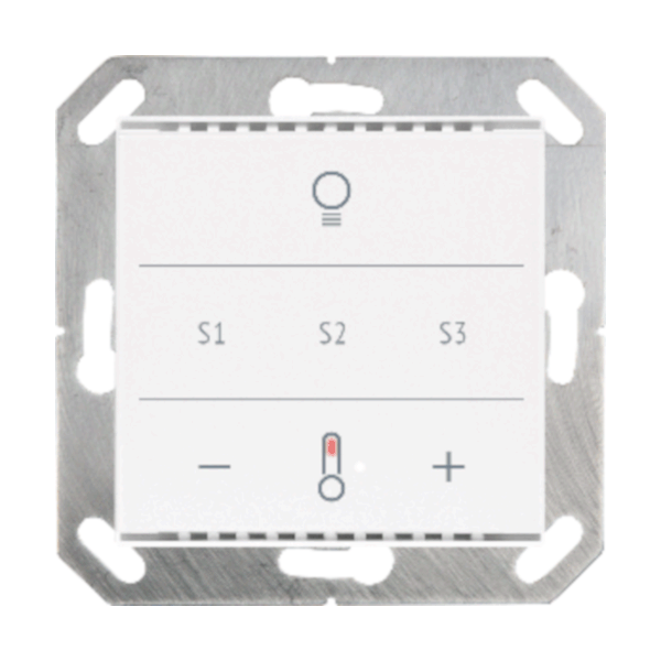 KNX Tryckknapp, Cala MultiTouch T, knapp för belysning/3x scen/temp, glas, renvit