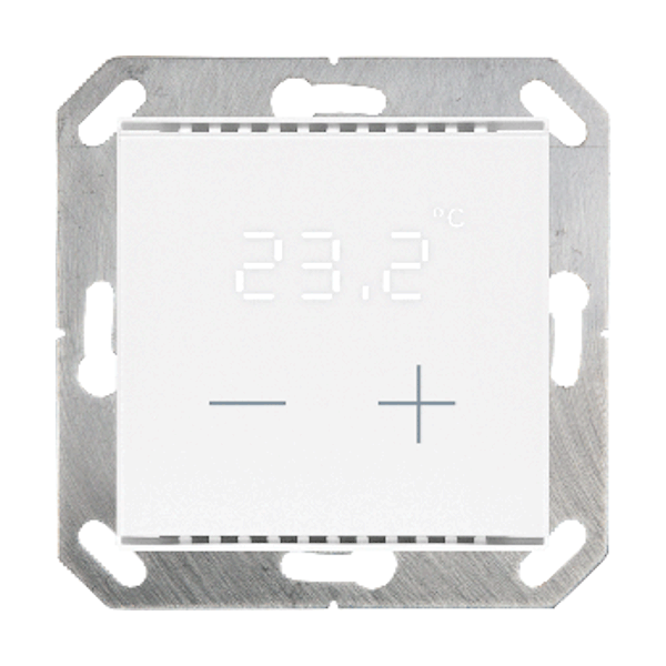 KNX Termostat, Cala 101, 2 knappar för temp/display, glas, renvit