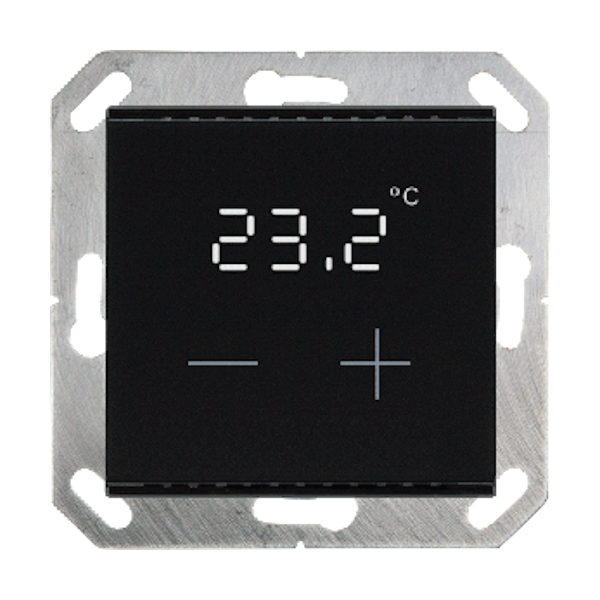 KNX Termostat, Cala 101, 2 knappar för temp/display, glas, svart