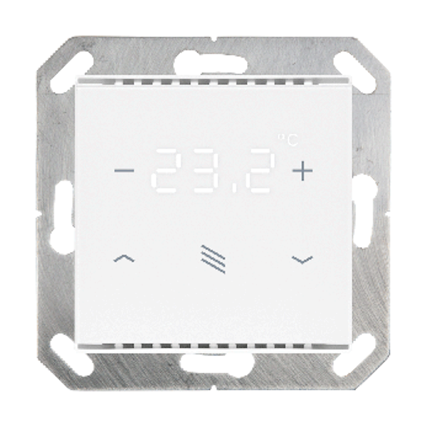KNX Tryckknapp, Cala T 201 Sunblind, 1 knapp för jalusi/temp/display, glas, renvit