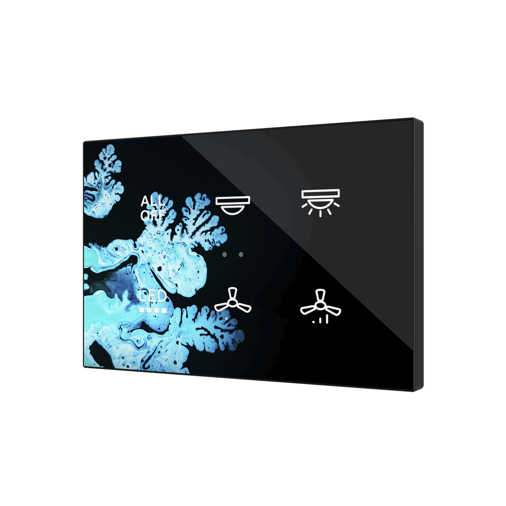 KNX Tryckknapp, Flat XL X6, 6 knappar, design, Glas