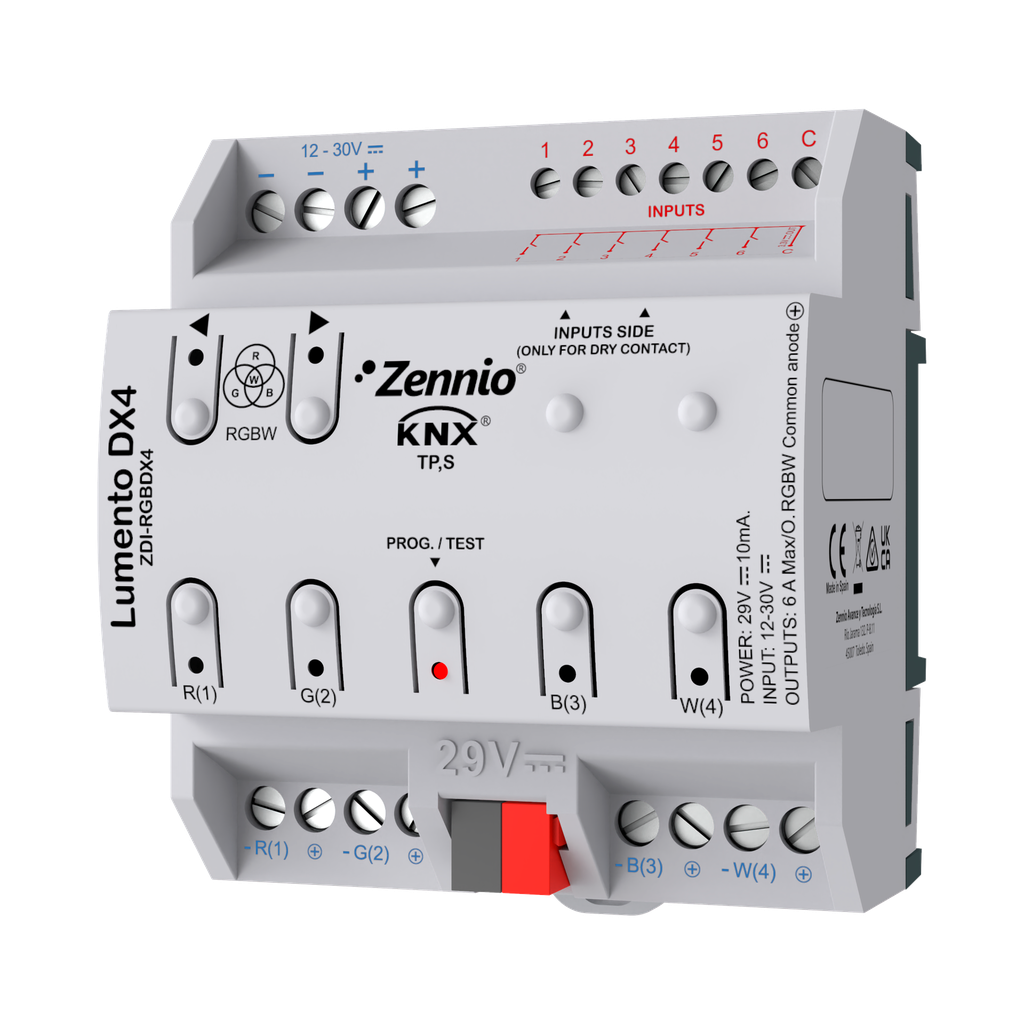 KNX Dimmeraktor RGBW/LED, Lumento DX4, PWM, konstantspänning, (DIN)