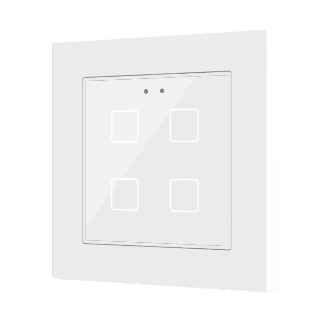 KNX Tryckknapp, Flat 55 X4 , 4 knappar, blank vit, Glas