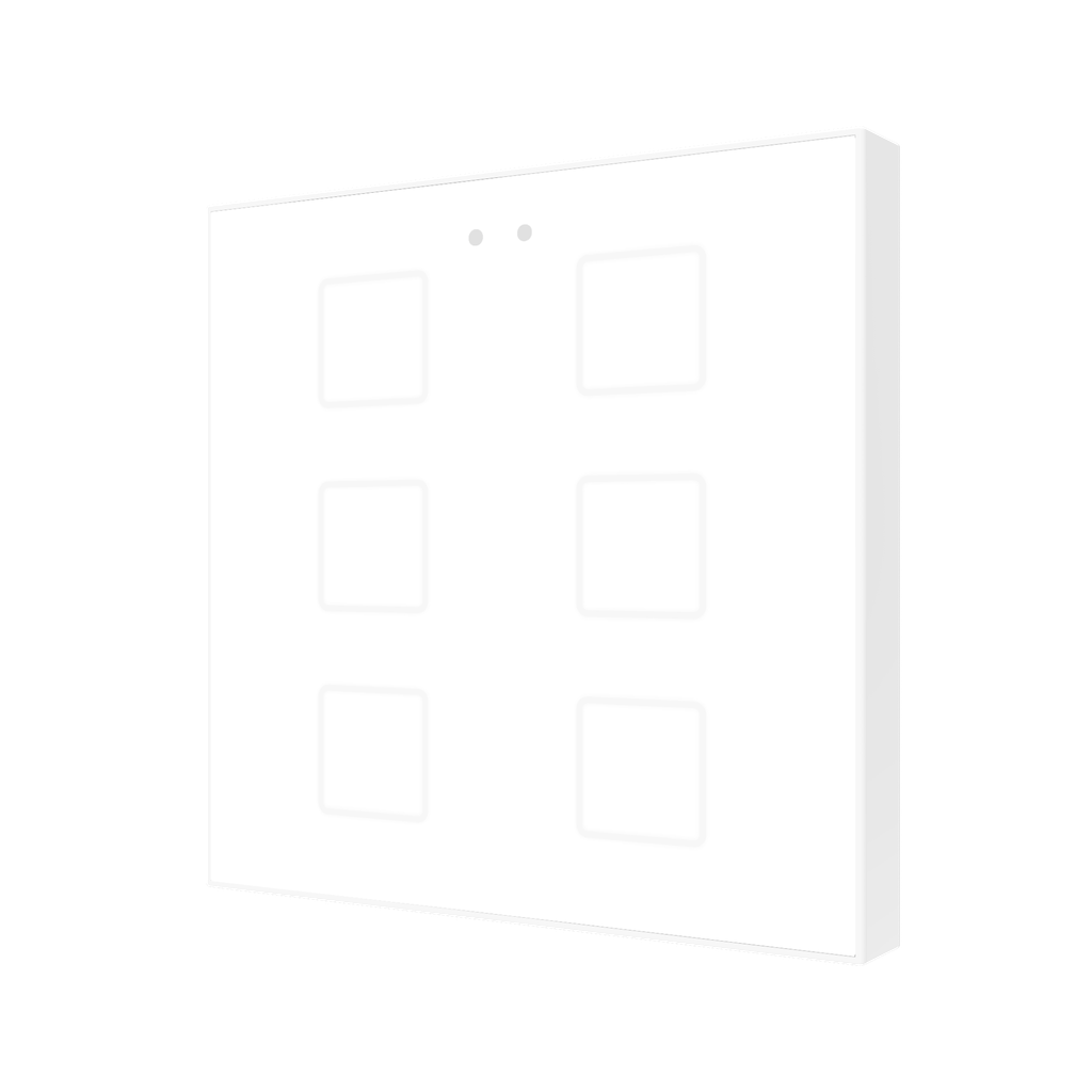 Flat 6. Glass capacitive push button with temperature probe - 6 buttons - White