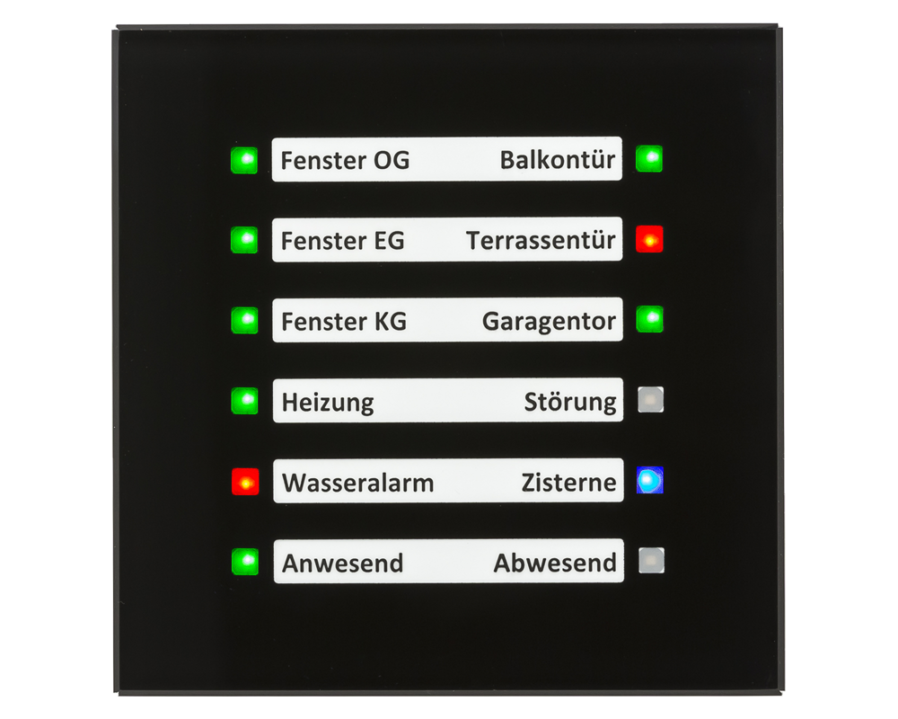LED-indikator glas Svart