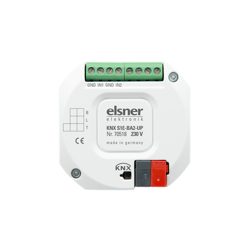 [70518] KNX Jalusiaktor, S1E-BA2-UP 230 V, 1 utgång + 2 in A/D