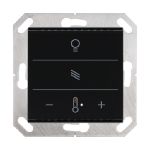 [70892] KNX Tryckknapp, Cala MultiTouch T, knapp för belysning/jalusi/temp, glas, svart