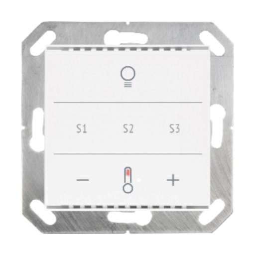 [70960] KNX Tryckknapp, Cala MultiTouch T, knapp för belysning/3x scen/temp, glas, renvit