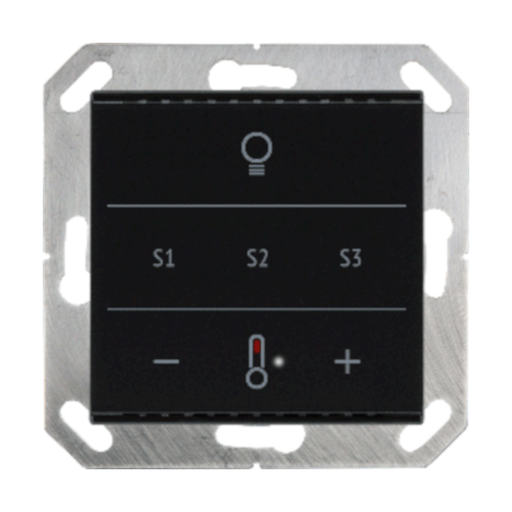 [70962] KNX Tryckknapp, Cala MultiTouch T, knapp för belysning/3x scen/temp, glas, svart