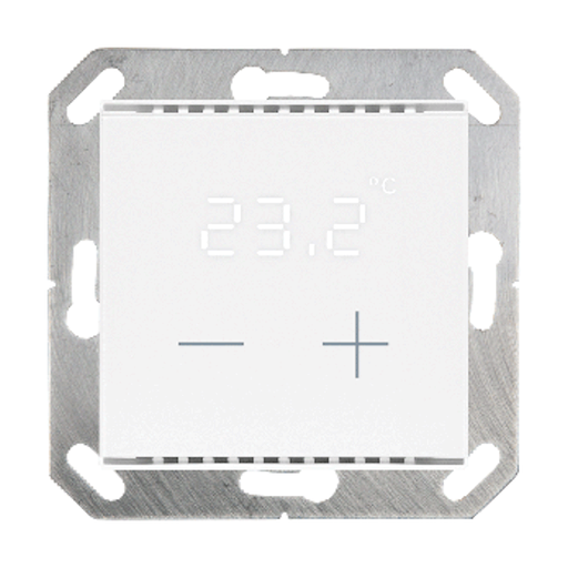 [70980] KNX Termostat, Cala 101, 2 knappar för temp/display, glas, renvit