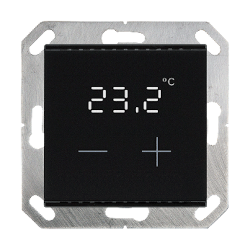 [70982] KNX Termostat, Cala 101, 2 knappar för temp/display, glas, svart