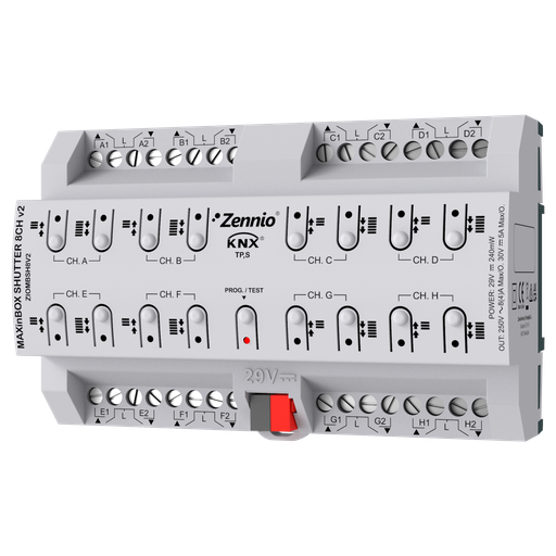 [ZIOMBSH8V2] KNX Jalusiaktor, MAXinBOX v2, 8x 230V
