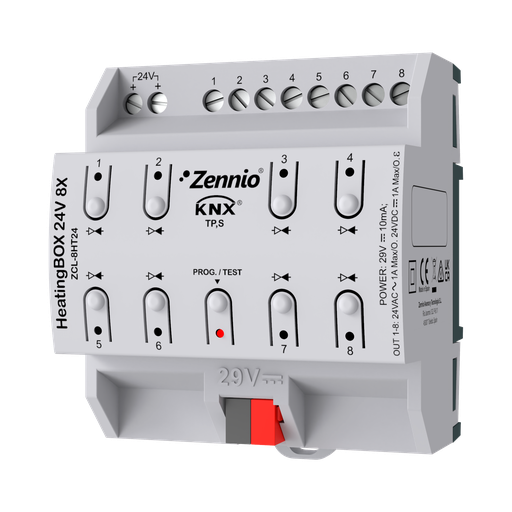[ZCL-8HT24] KNX Värmeaktor, HeatingBOX 24V, 8 utgångar