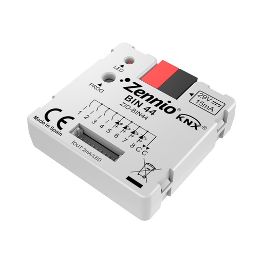 [ZIO-BIN44] KNX Binäringång, BIN 44, in 4x pot.free + 4 LED (puck)