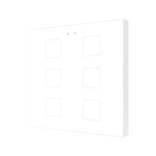 [ZVI-F6-GW] KNX Tryckknapp, Flat 6, 6 knappar, blank vit, glas