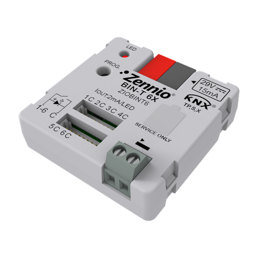 [ZIOBINT6] KNX Binäringång, in 6x pot.free/LED + 1 NTC (puck)