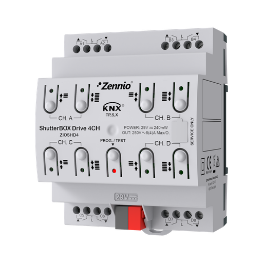 [ZIOSHD4] KNX Jalusiaktor, ShutterBOX Drive 4CH